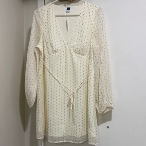 Old Navy Cream Mini Dress with Gold Dot Print